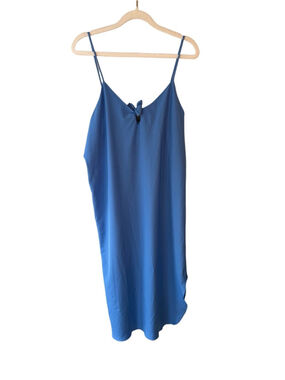 Vintage Kayanna Blue Slip Dress Nightgown with Front Knot Size M Cottagecore